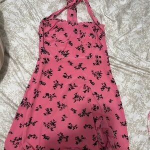 Fashion Nova Pink and Black Floral Dress